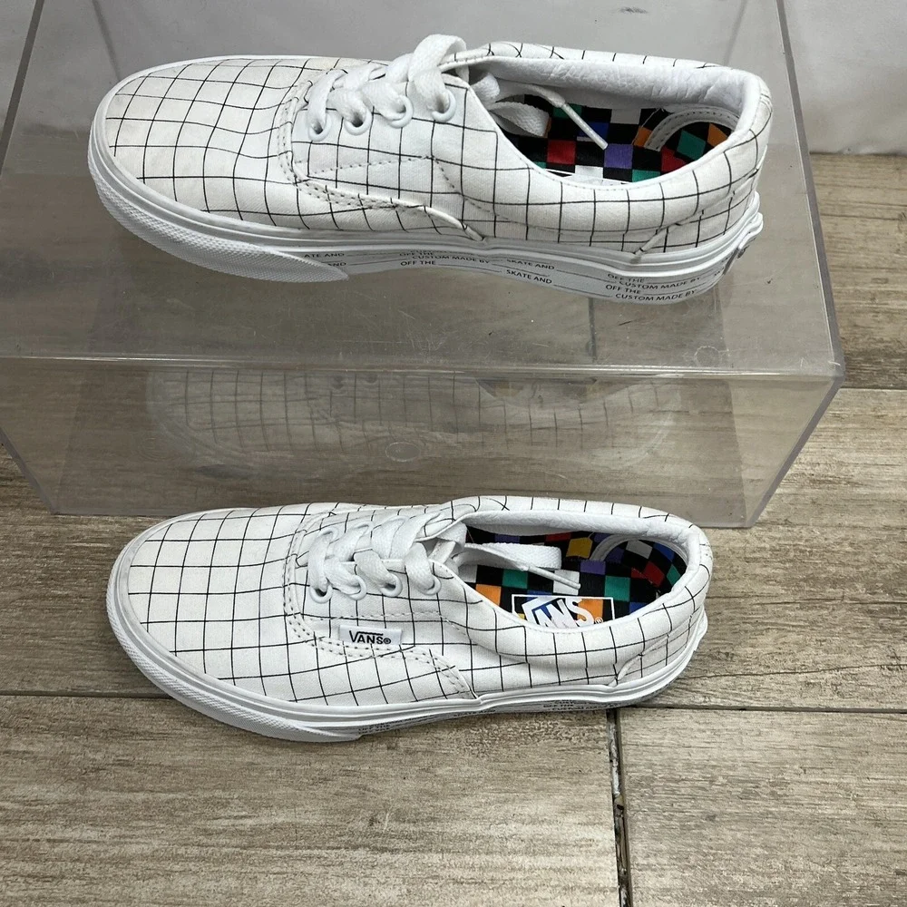 Vans Era U-Color Checkerboard White Shoes Kids Size 1